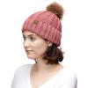 imageCC Exclusives Fuzzy Lined Knit Fur Pom Beanie Hat YJ820Mauve