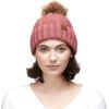 imageCC Exclusives Fuzzy Lined Knit Fur Pom Beanie Hat YJ820Mauve