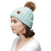 imageCC Exclusives Fuzzy Lined Knit Fur Pom Beanie Hat YJ820Mint