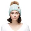 imageCC Exclusives Fuzzy Lined Knit Fur Pom Beanie Hat YJ820Mint