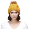 imageCC Exclusives Fuzzy Lined Knit Fur Pom Beanie Hat YJ820Mustard