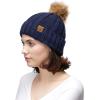 imageCC Exclusives Fuzzy Lined Knit Fur Pom Beanie Hat YJ820Navy