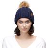 imageCC Exclusives Fuzzy Lined Knit Fur Pom Beanie Hat YJ820Navy