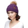 imageCC Exclusives Fuzzy Lined Knit Fur Pom Beanie Hat YJ820Purple