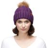 imageCC Exclusives Fuzzy Lined Knit Fur Pom Beanie Hat YJ820Purple