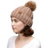 imageCC Exclusives Fuzzy Lined Knit Fur Pom Beanie Hat YJ820Taupe