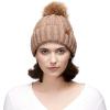 imageCC Exclusives Fuzzy Lined Knit Fur Pom Beanie Hat YJ820Taupe