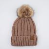 imageCC Exclusives Fuzzy Lined Knit Fur Pom Beanie Hat YJ820Taupe