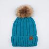 imageCC Exclusives Fuzzy Lined Knit Fur Pom Beanie Hat YJ820Teal