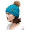 imageCC Exclusives Fuzzy Lined Knit Fur Pom Beanie Hat YJ820Teal