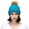 imageCC Exclusives Fuzzy Lined Knit Fur Pom Beanie Hat YJ820Teal