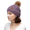 imageCC Exclusives Fuzzy Lined Knit Fur Pom Beanie Hat YJ820Violet