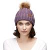 imageCC Exclusives Fuzzy Lined Knit Fur Pom Beanie Hat YJ820Violet
