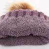 imageCC Exclusives Fuzzy Lined Knit Fur Pom Beanie Hat YJ820Violet