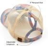 imageCC Exclusives Hatsandscarf Washed Distressed Cotton Denim Ponytail Hat Adjustable Baseball Cap BT14Camo  Beige