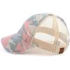 imageCC Exclusives Hatsandscarf Washed Distressed Cotton Denim Ponytail Hat Adjustable Baseball Cap BT14Camo  Beige