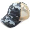 imageCC Exclusives Hatsandscarf Washed Distressed Cotton Denim Ponytail Hat Adjustable Baseball Cap BT14Camo  Grey