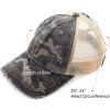 imageCC Exclusives Hatsandscarf Washed Distressed Cotton Denim Ponytail Hat Adjustable Baseball Cap BT14Camo  Lt Pink