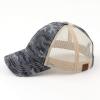 imageCC Exclusives Hatsandscarf Washed Distressed Cotton Denim Ponytail Hat Adjustable Baseball Cap BT14Digital Camo  Blue