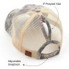 imageCC Exclusives Hatsandscarf Washed Distressed Cotton Denim Ponytail Hat Adjustable Baseball Cap BT14Flower Camo  Beige