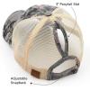 imageCC Exclusives Hatsandscarf Washed Distressed Cotton Denim Ponytail Hat Adjustable Baseball Cap BT14Flower Camo  Grey