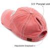 imageCC Exclusives Hatsandscarf Washed Distressed Cotton Denim Ponytail Hat Adjustable Baseball Cap BT761 CoralBeach Crazy