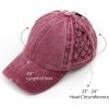 imageCC Exclusives Washed Cotton Denim Basket Weave CrissCross Ponytail Baseball Cap Bundle Hair Tie BT922Berry