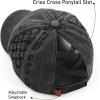 imageCC Exclusives Washed Cotton Denim Basket Weave CrissCross Ponytail Baseball Cap Bundle Hair Tie BT922Black