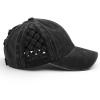 imageCC Exclusives Washed Cotton Denim Basket Weave CrissCross Ponytail Baseball Cap Bundle Hair Tie BT922Black