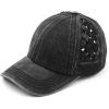 imageCC Exclusives Washed Cotton Denim Basket Weave CrissCross Ponytail Baseball Cap Bundle Hair Tie BT922Black Black Camo