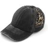 imageCC Exclusives Washed Cotton Denim Basket Weave CrissCross Ponytail Baseball Cap Bundle Hair Tie BT922Black Leopard