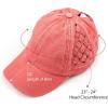 imageCC Exclusives Washed Cotton Denim Basket Weave CrissCross Ponytail Baseball Cap Bundle Hair Tie BT922Coral