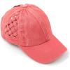 imageCC Exclusives Washed Cotton Denim Basket Weave CrissCross Ponytail Baseball Cap Bundle Hair Tie BT922Coral