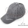 imageCC Exclusives Washed Cotton Denim Basket Weave CrissCross Ponytail Baseball Cap Bundle Hair Tie BT922Grey