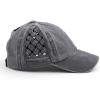 imageCC Exclusives Washed Cotton Denim Basket Weave CrissCross Ponytail Baseball Cap Bundle Hair Tie BT922Grey