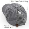 imageCC Exclusives Washed Cotton Denim Basket Weave CrissCross Ponytail Baseball Cap Bundle Hair Tie BT922Grey