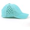 imageCC Exclusives Washed Cotton Denim Basket Weave CrissCross Ponytail Baseball Cap Bundle Hair Tie BT922Mint