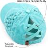 imageCC Exclusives Washed Cotton Denim Basket Weave CrissCross Ponytail Baseball Cap Bundle Hair Tie BT922Mint