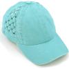 imageCC Exclusives Washed Cotton Denim Basket Weave CrissCross Ponytail Baseball Cap Bundle Hair Tie BT922Mint