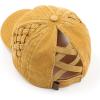 imageCC Exclusives Washed Cotton Denim Basket Weave CrissCross Ponytail Baseball Cap Bundle Hair Tie BT922Mustard
