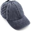 imageCC Exclusives Washed Cotton Denim Basket Weave CrissCross Ponytail Baseball Cap Bundle Hair Tie BT922Navy