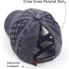imageCC Exclusives Washed Cotton Denim Basket Weave CrissCross Ponytail Baseball Cap Bundle Hair Tie BT922Navy