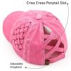imageCC Exclusives Washed Cotton Denim Basket Weave CrissCross Ponytail Baseball Cap Bundle Hair Tie BT922Pink