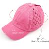 imageCC Exclusives Washed Cotton Denim Basket Weave CrissCross Ponytail Baseball Cap Bundle Hair Tie BT922Pink