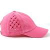 imageCC Exclusives Washed Cotton Denim Basket Weave CrissCross Ponytail Baseball Cap Bundle Hair Tie BT922Pink