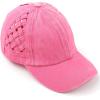 imageCC Exclusives Washed Cotton Denim Basket Weave CrissCross Ponytail Baseball Cap Bundle Hair Tie BT922Pink