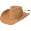 imageCC Faux Suede Cowboy Hat wChin StrapBurnt Logo Faux Suedecamel