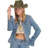 imageCC Faux Suede Cowboy Hat wChin StrapBurnt Logo Faux Suedeolive