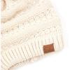 imageCC Hatsandscarf Exclusives Unisex Solid Ribbed Beanie with Pom HAT43A Beigetilted Stitch