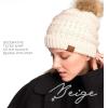 imageCC Hatsandscarf Exclusives Unisex Solid Ribbed Beanie with Pom HAT43A Beigetilted Stitch